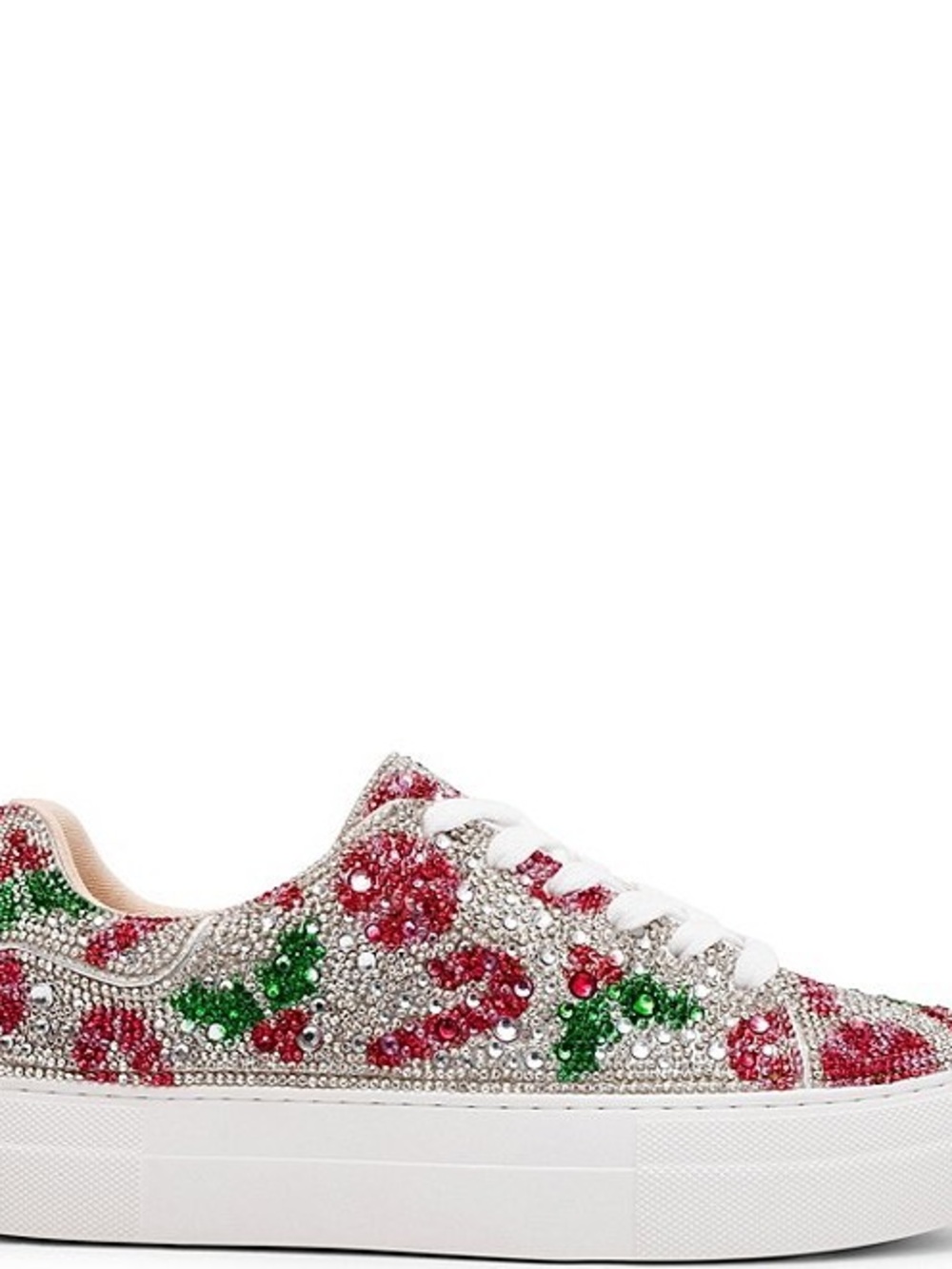 NWT Betsey Johnson Sidny Holiday Holly Print Rhinestone Platform Sneakers Sz 6,5 - Picture 3 of 16